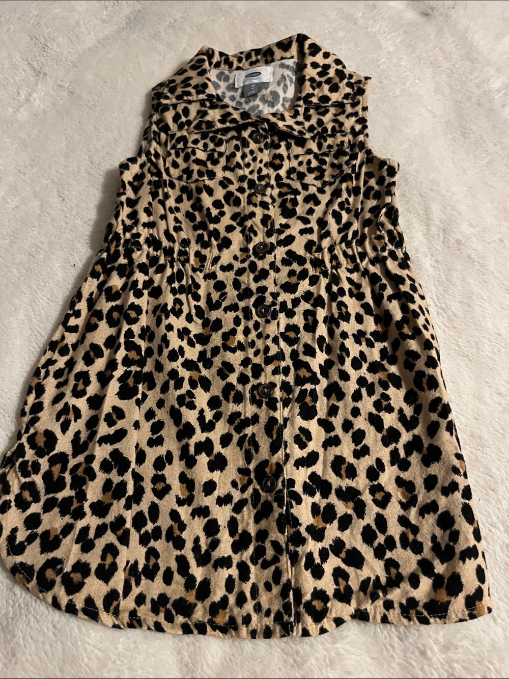 Old Navy Girls' Leopard Print Button-Front Dress - Tan & Black